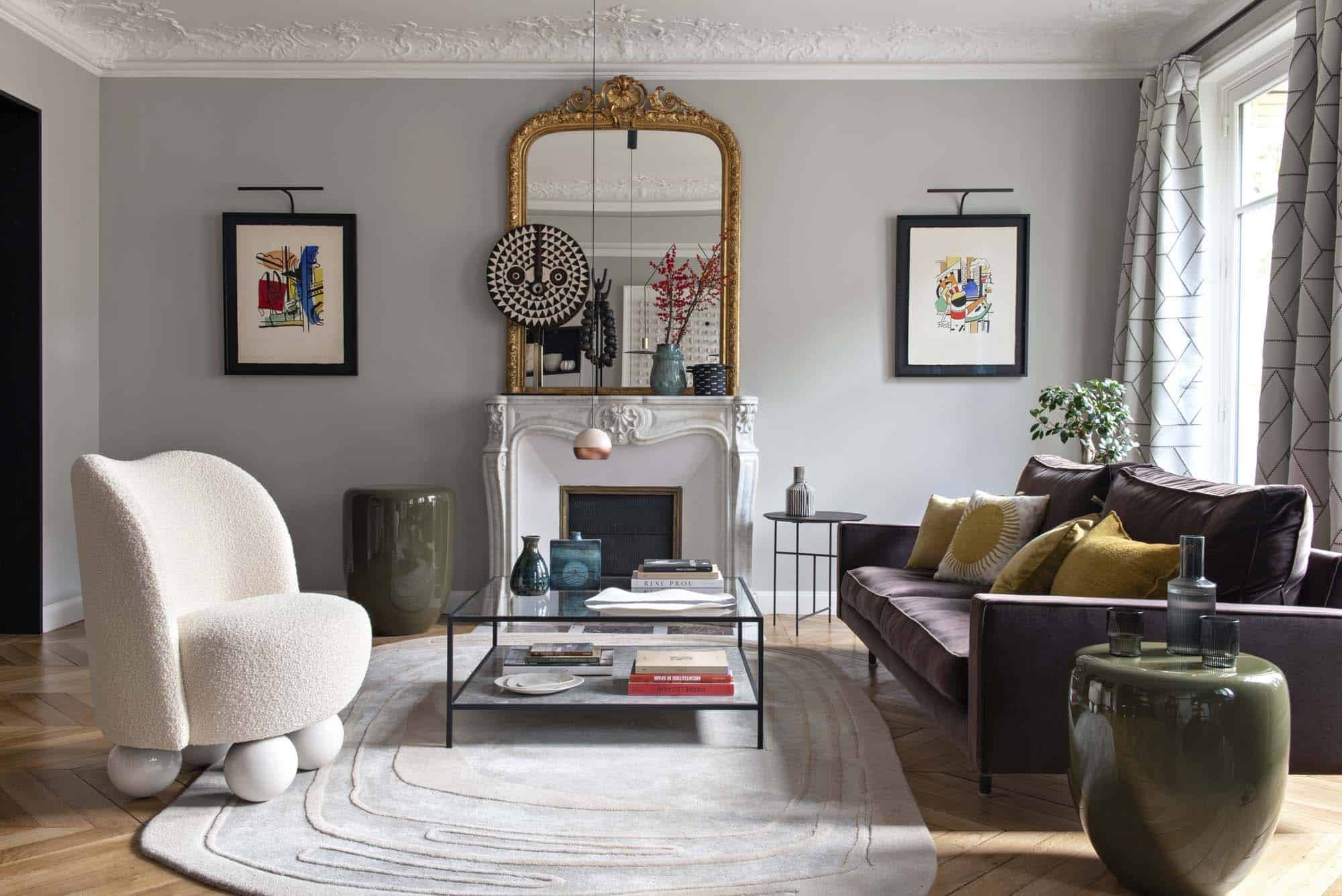 Accueil Salon avec cheminée, Paris 9e